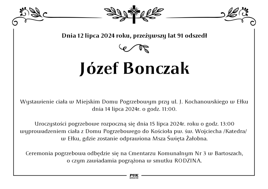 Józef Bonczak - nekrolog